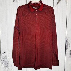 Nike Long Sleeve Polo Shirt Mens Sz XL Maroon Striped Fit Dry Stretch